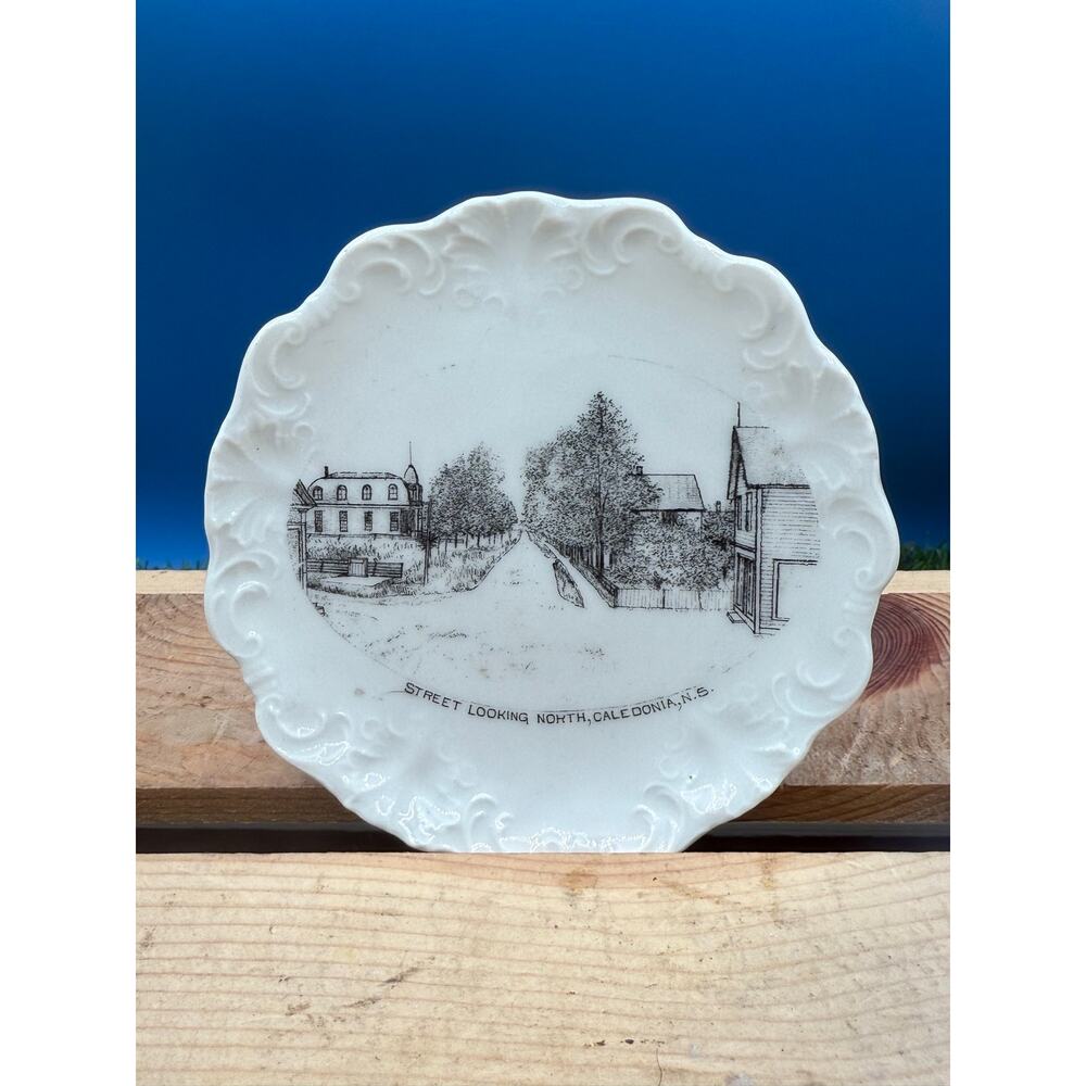 Antique J.A. Douglas Souvenir Plate - Street Looking North, Caledonia, N.S.